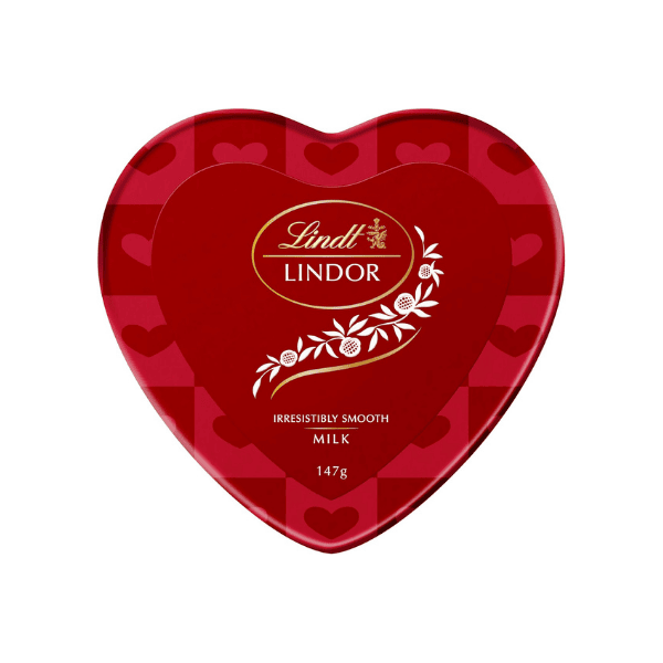 Lindt Lindor Heart Tin Milk Chocolate 147g Perfect Gift for Chocolate Lovers