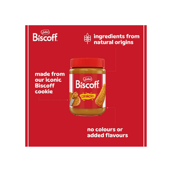 Lotus Biscoff Biscuit Crunchy Spread 380g Ideal for Toast Waffles & More