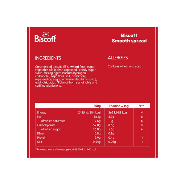 Lotus Biscoff Sweet Spread Smooth & Creamy 400g Ideal for Spreading & Snacking