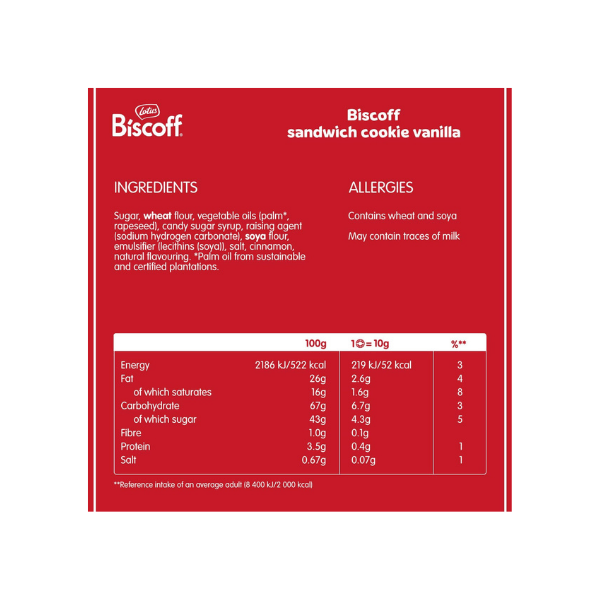 Lotus Biscoff Vanilla Biscuits 11 Cookies 110g Delicious Caramel & Vanilla Flavor