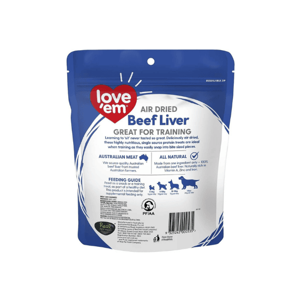 Love'Em 200g Air Dried Beef Liver Treats Tasty Healthy and Natural Dog Snack