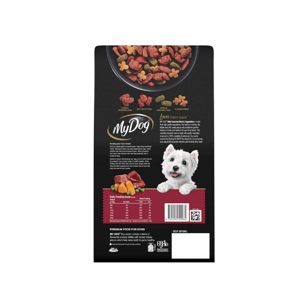 MY DOG 4 Pack of 1.5kg Gourmet Beef & Vegetables Dry Dog Food for Healthy Adults