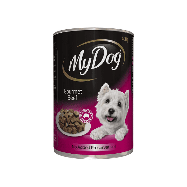 MY DOG 24 Cans of 400g Gourmet Beef Wet Dog Food for Healthy Adults