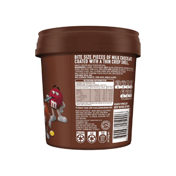 M&M's Milk Chocolate Snack & Share Party Bucket 640g of Pure Delight