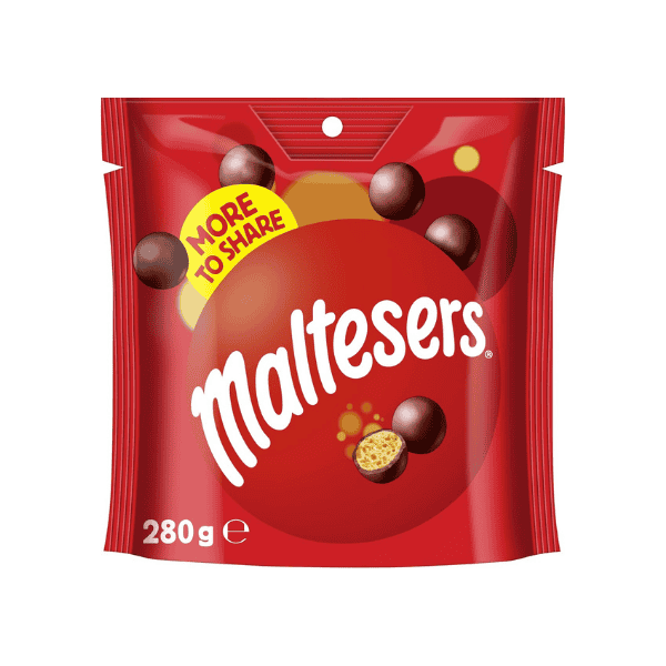 Maltesers Milk Chocolate Share Bag 280g of Light and Crispy Delight