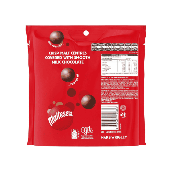 Maltesers Milk Chocolate Share Bag 280g of Light and Crispy Delight