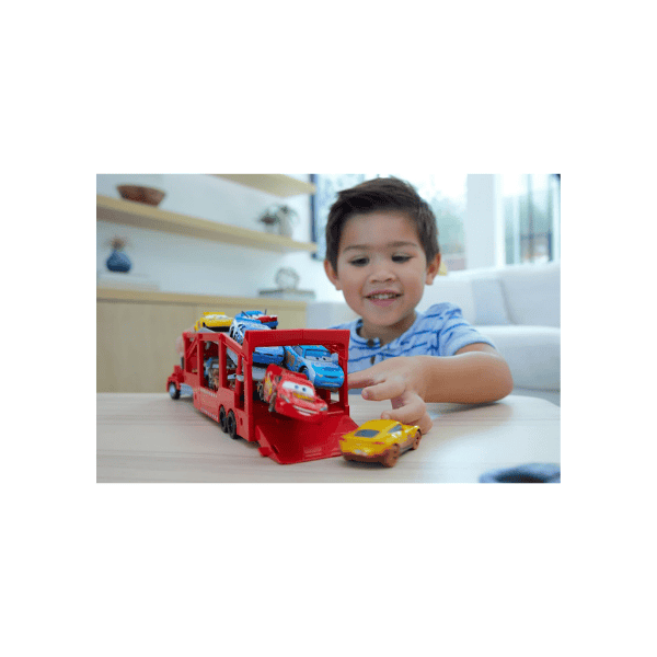 Mattel Disney Pixar Mack Hauler 13-Inch Transporter for 12 Vehicles with Ramp & Storage