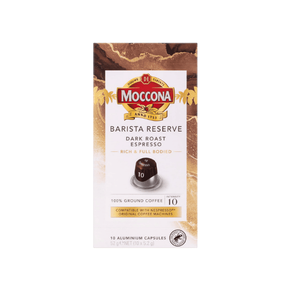 Moccona Barista Reserve Dark Roast Espresso Intensity 10 Pods Pack of 100