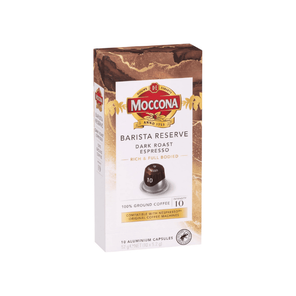 Moccona Barista Reserve Dark Roast Espresso Intensity 10 Pods Pack of 100