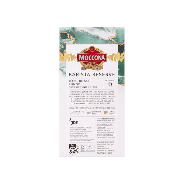 Moccona Barista Reserve Dark Roast Lungo 100 Nespresso-Compatible Capsules