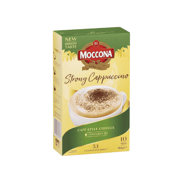 Moccona Strong Cappuccino Sachets 50 Pack for Instant Coffee Enjoyment