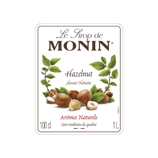 MONIN Hazelnut Syrup – Rich Nutty Flavor for Coffee Cocktails & Desserts 1L