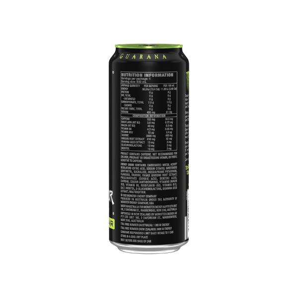 Monster Energy Drink Original Zero Sugar 24 x 500ml - No Sugar Full Energy