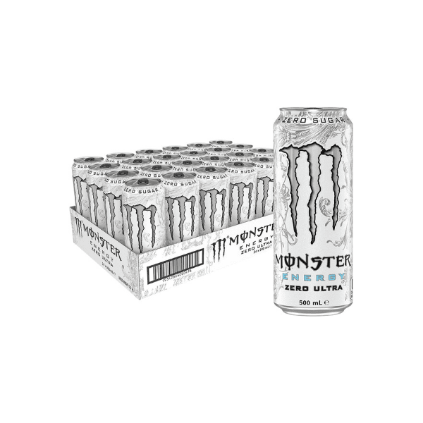 Monster Energy Drink Zero Ultra 24 x 500ml - Sugar Free Energy Boost