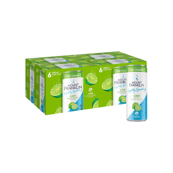 Mount Franklin Lime Sparkling Water 24 x 250mL Mini Cans