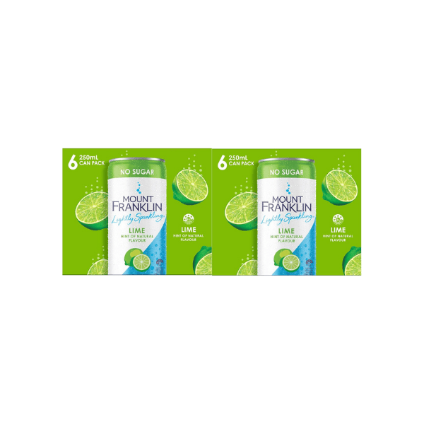 Mount Franklin Lime Sparkling Water 24 x 250mL Mini Cans