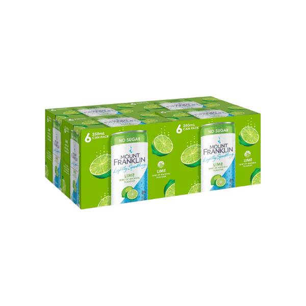 Mount Franklin Lime Sparkling Water 24 x 250mL Mini Cans