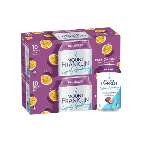 Mount Franklin Passionfruit Sparkling Water 20 x 375mL Multipack