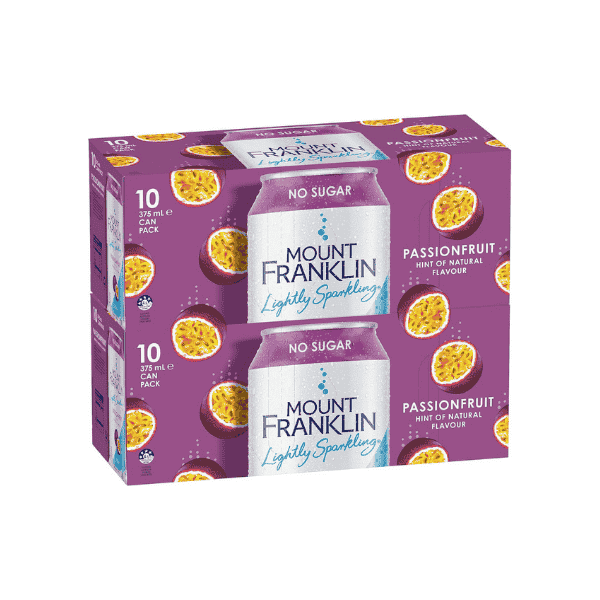 Mount Franklin Passionfruit Sparkling Water 20 x 375mL Multipack