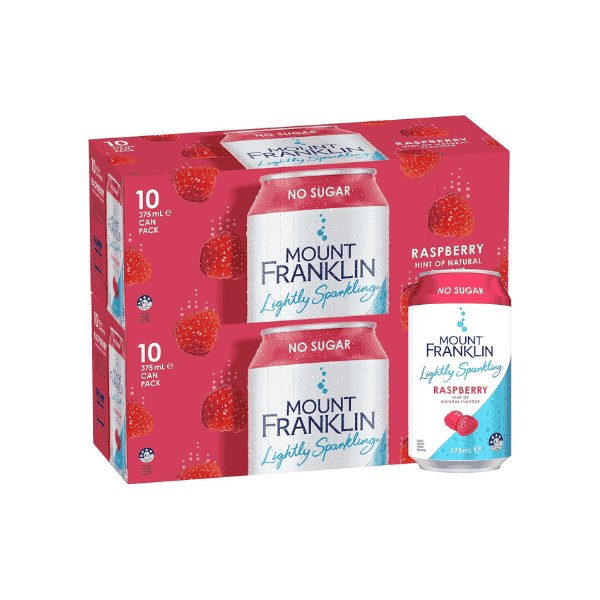 Mount Franklin Raspberry Sparkling Water 20 x 375mL Cans