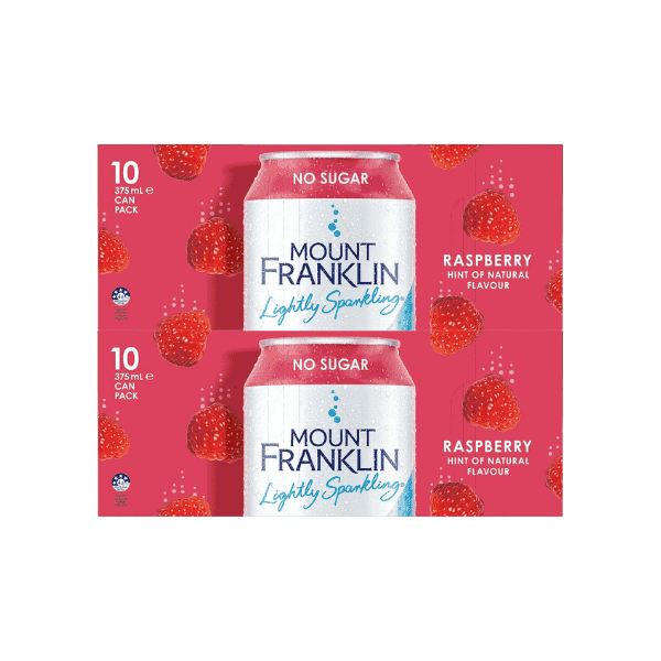 Mount Franklin Raspberry Sparkling Water 20 x 375mL Cans