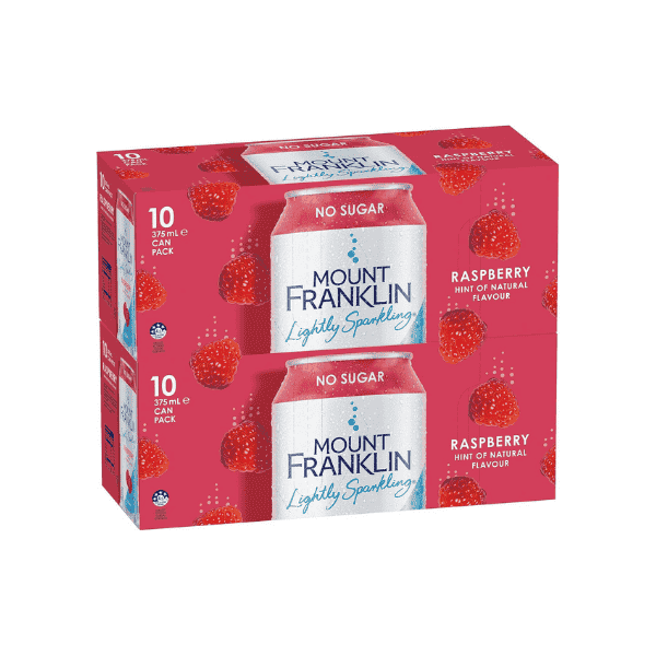 Mount Franklin Raspberry Sparkling Water 20 x 375mL Cans