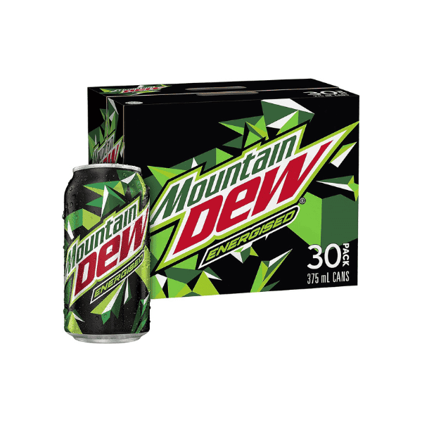 Mountain Dew Energised Soft Drink 30 x 375mL Cans – Refreshing Energy Boost