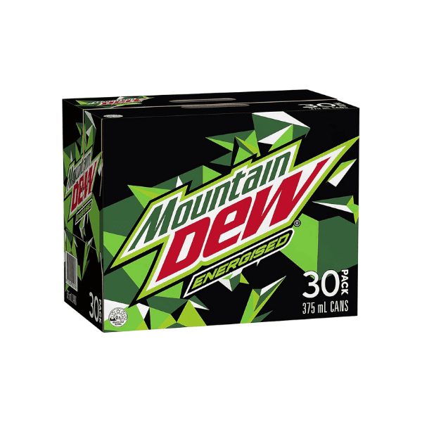 Mountain Dew Energised Soft Drink 30 x 375mL Cans – Refreshing Energy Boost