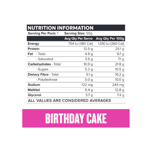 Muscle Nation Birthday Cake Protein Bars 12 x 50g Sweet and Protein-Packed