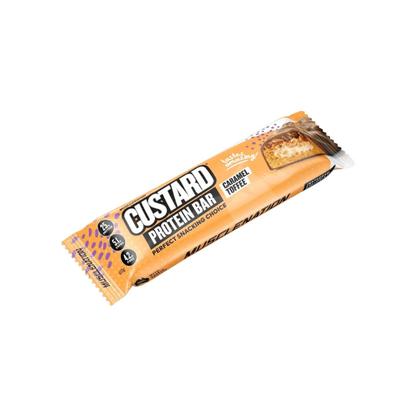 Muscle Nation Caramel Toffee Custard Protein Bars 12 Bars 60g Each of Protein Perfection