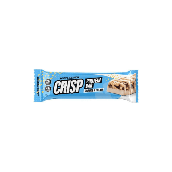 Muscle Nation Cookies & Cream Crisp Protein Bars 12 x 50g Delicious & Protein-Packed