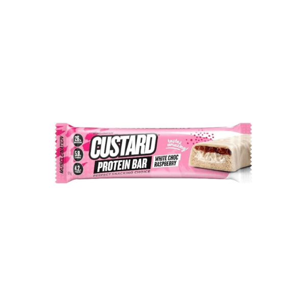 Muscle Nation Protein Bars White Choc Raspberry Custard 12 Bars 60g Each