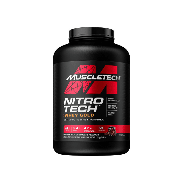 MuscleTech Nitro Tech Whey Gold 5lbs Double Rich Chocolate Protein Powder AU