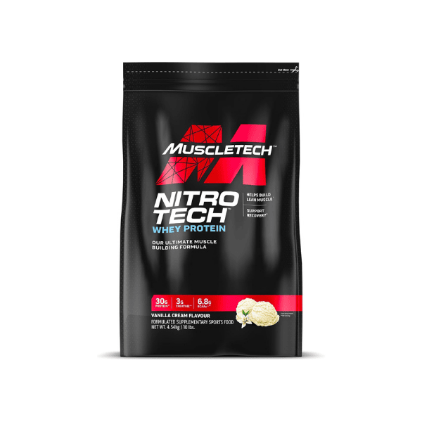 MuscleTech NitroTech Vanilla 10lb High-Performance Whey Protein for Men & Women