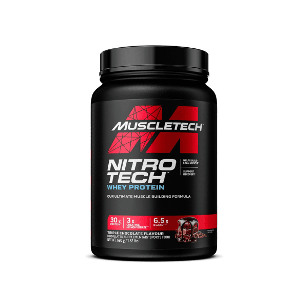 MuscleTech Nitro Tech 1.5lbs Triple Chocolate Whey Protein for Enhanced Performance