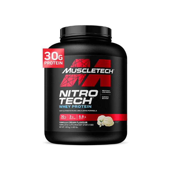 MuscleTech Nitro-Tech Lean Protein Powder Whey Isolate & Peptides Vanilla Flavor 1.81kg 40 Servings