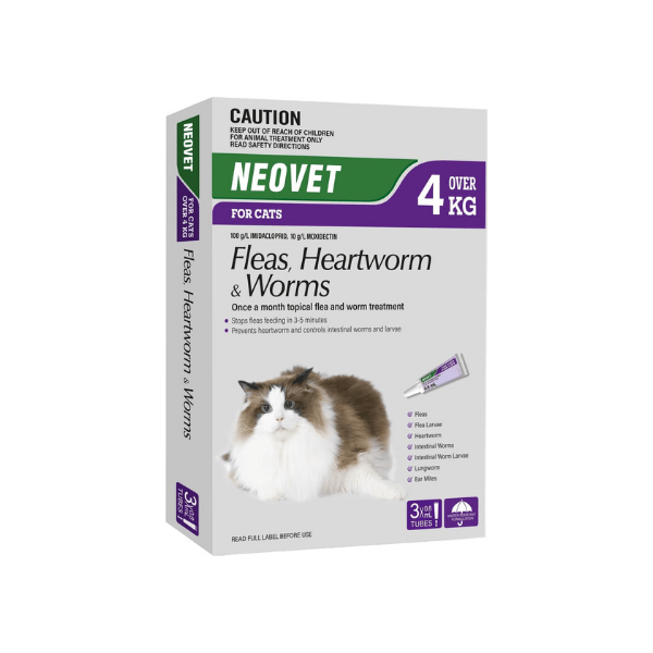 NEOVET FOR CATS OVER 4KG 3 PACK Flea & Worm Treatment