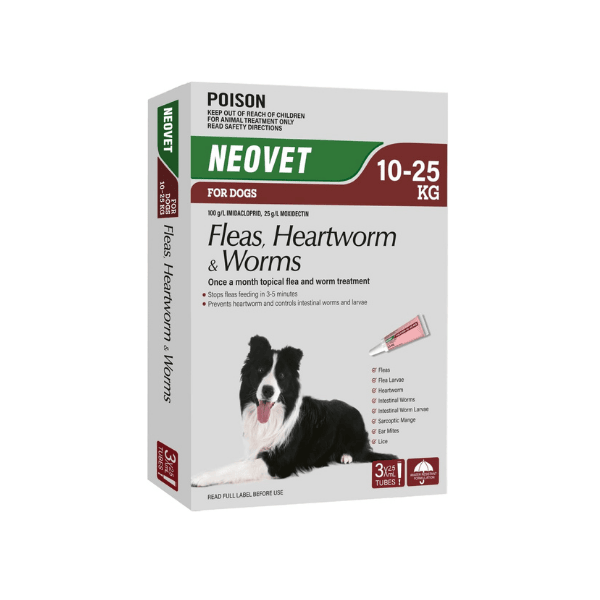 NEOVET FOR DOGS (10 - 25KG) 3 PACK Flea & Worm Treatment