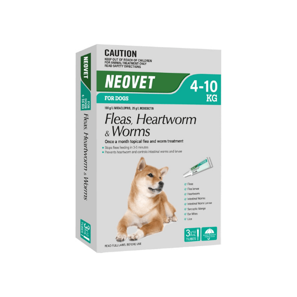 NEOVET FOR DOGS (4 - 10KG) 3 PACK Flea & Worm Treatment