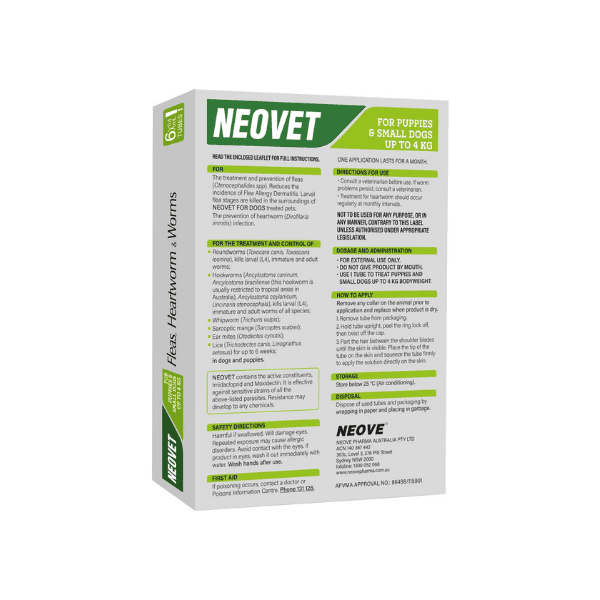 Neovet for Puppies & Small Dogs (Up to 4kg) - 6 Pack