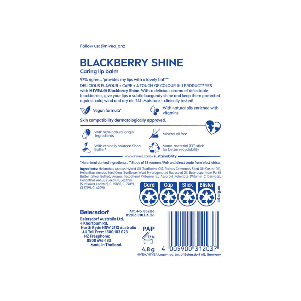 NIVEA Blackberry Shine Lip Balm Tinted 1 Pack