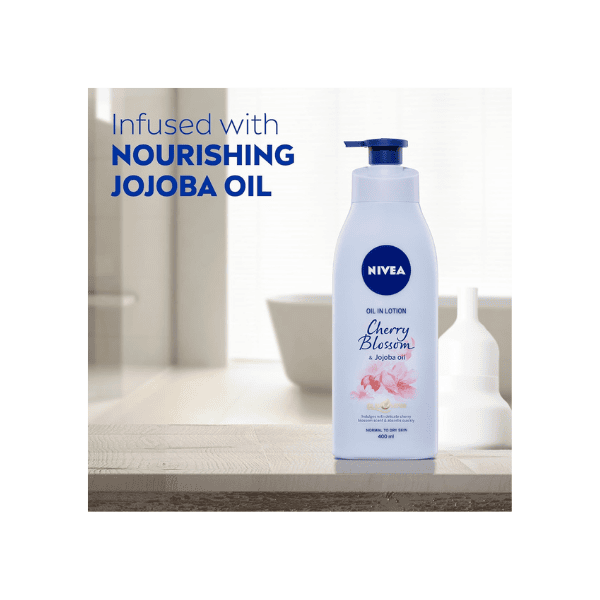 NIVEA Cherry Blossom Body Lotion Nourishing Jojoba Oil for Silky Skin 400 ml