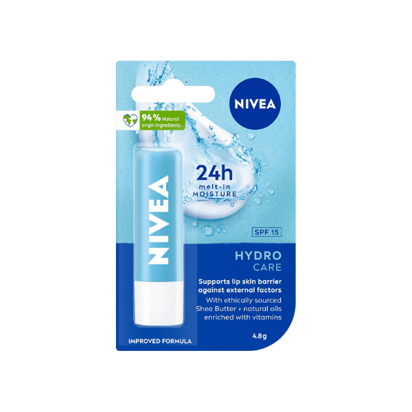 NIVEA Hydro Care Lip Balm SPF 15 Long Lasting Hydration for Dry Lips 1 Pack