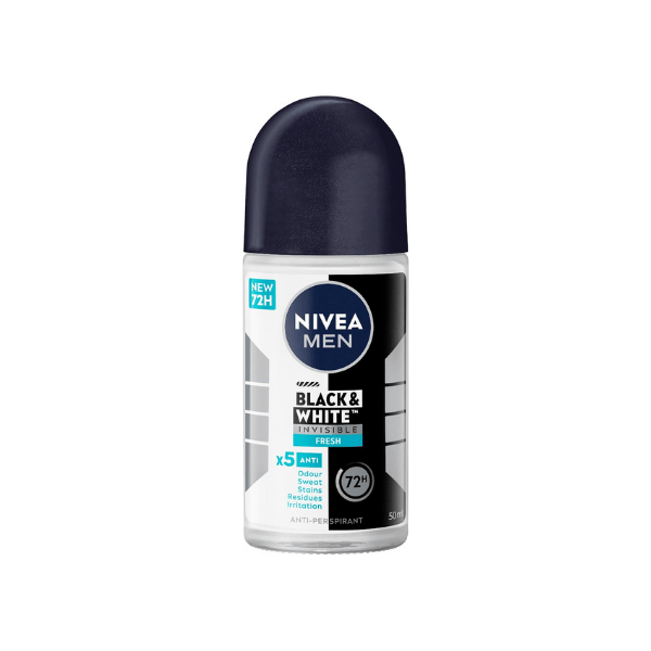 NIVEA MEN B&W Fresh 50ml Roll On Deodorant Black & White Invisible Fresh Anti Perspirant for Men