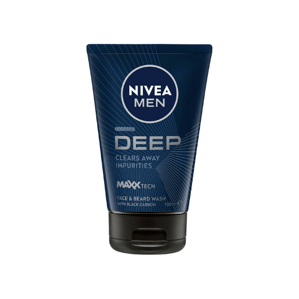 NIVEA MEN Deep Cleansing Face & Beard Wash 100ml Purifying Face Cleanser for Men