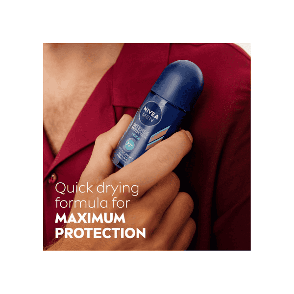 NIVEA MEN Fresh Intense Protection Roll On Deodorant 50ml Long Lasting Freshness & Anti Perspirant Protection