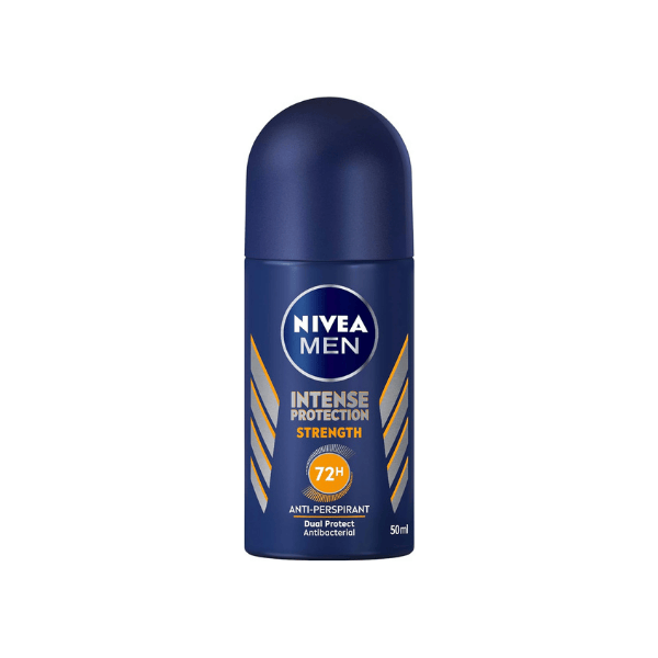 NIVEA MEN Strength 50ml Roll On Deodorant 72 Hour Protection Dual Action Antiperspirant with Fresh Scent