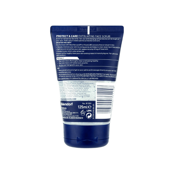 NIVEA MEN Protect & Care Exfoliating Scrub 125ml Deep Cleansing & Skin Protection for Men