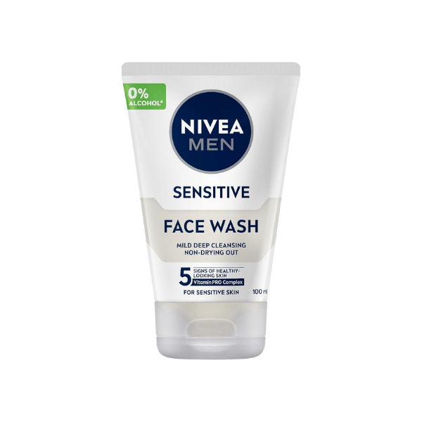 NIVEA MEN Sensitive Face Cleanser 100ml Gentle & Effective Face Wash for Men Soothing Cleansing Solution