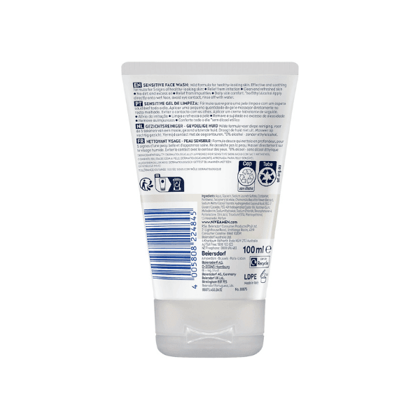 NIVEA MEN Sensitive Face Cleanser 100ml Gentle & Effective Face Wash for Men Soothing Cleansing Solution